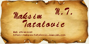 Maksim Tatalović vizit kartica